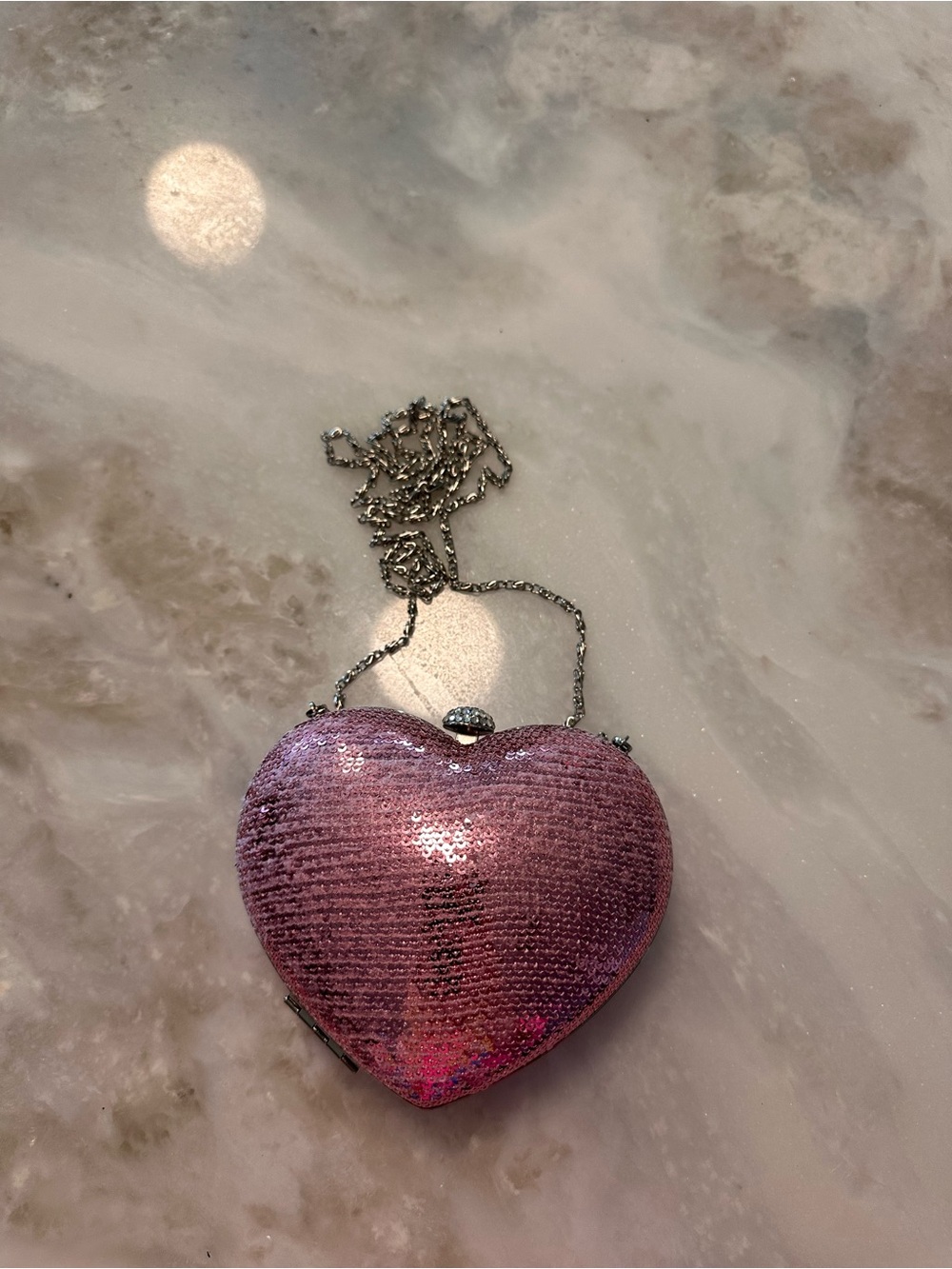 Lilly Rocket Sequin Heart Crossbody Bag in Pink